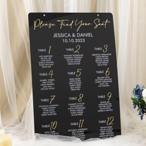 Acrylic Seating Chart with Frosted Finish and 3D Acrylic Letters for Weddings RYK076