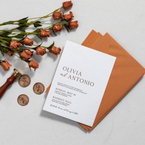 Simple Embossing Floral Letterpress Wholesale Wedding Invitation RLFI006