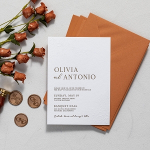 Simple Embossing Floral Letterpress Wholesale Wedding Invitation RLFI006