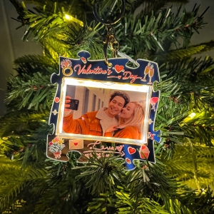 Piece Our Love Together: Personalized Glowing Valentine's Puzzle Photo Ornament GLS0034