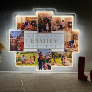 Whimsical LED Family Puzzle Multi-Photo Collage Light Sign RFGPS002