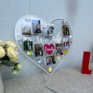 Enchanting Heart-Shaped Family Multi-Photo LED Collage Sign RFGPS006
