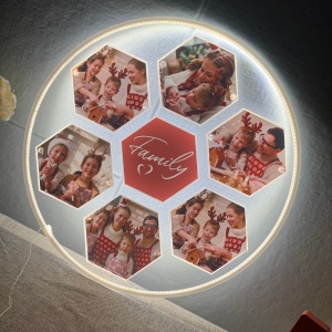 Cozy LED Round Family Hexagon Multi-Photo Collage Sign RFGPS004