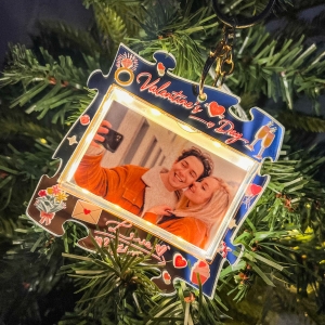 Piece Our Love Together: Personalized Glowing Valentine's Puzzle Photo Ornament GLS0034