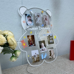 Adorable Bear-Shaped Sweet Dreams Baby Multi-Photo LED Sign RFGPS005