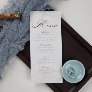 Modern Marble Cursive Script Wedding Menu Cards RDPM006