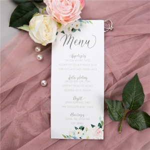 Romantic Blush Pink Flower Wedding Menu Cards RDPM007