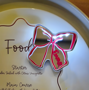 Bow Glow Mirror Place Card RFGP005