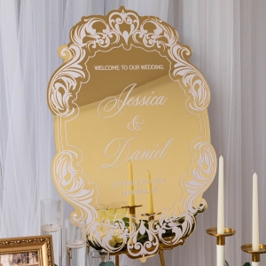 Vintage Fancy Shape Mirror Acrylic Welcome Sign RYK087