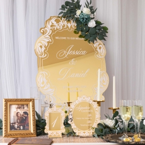Vintage Fancy Shape Mirror Acrylic Welcome Sign RYK087