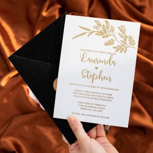 Unique Gold Leaf White Acrylic Wedding Invitation WACR01
