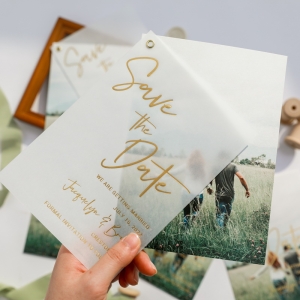 Foil Vellum Save the Date Card With a Modern Photo Layer WDV0002
