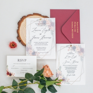 Digital printed Vellum Overlay wedding invitation RDV0005