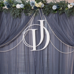 White Acrylic Custom Monogram Wedding Backdrop Name Sign RNSH002