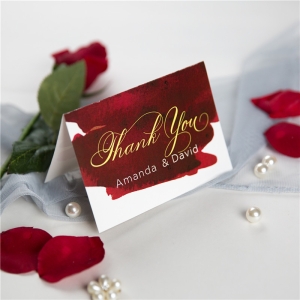 Wine And Gold Watercolor Wedding Thank You Card RTYC004