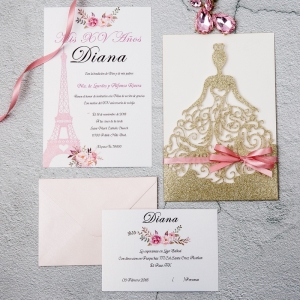 Lovely Glitter Paper Dancing Girl Wholesale Party Invitation WPL0161G
