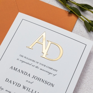 Minimalist Border Invitation Set and Gold Name Tag RWSNT038 