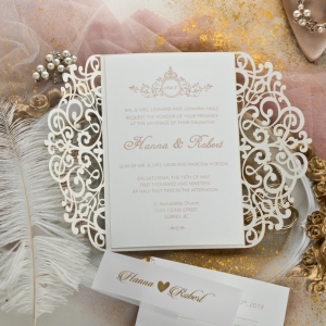 Gorgeous Lace Glitter Paper Laser Cut Wholesale Wedding Invitation Suite WSWL0011
