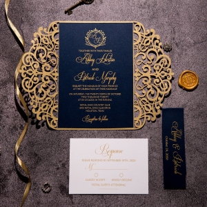 Gorgeous Lace Laser Cut Foiling Wedding Invitations Suite WSWL0018