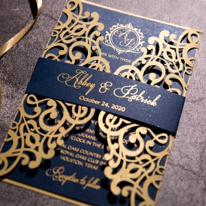 Gorgeous Lace Laser Cut Foiling Wedding Invitations Suite WSWL0018