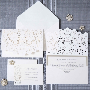 Exclusive White Laser Cut Wholesale Wedding Invitation WSWL0039