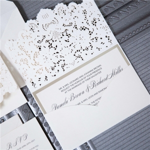Exclusive White Laser Cut Wholesale Wedding Invitation WSWL0039