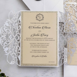 Exquisite Lace Wine Laser Cut Wholesale Wedding Invitation Suite WSWL0045