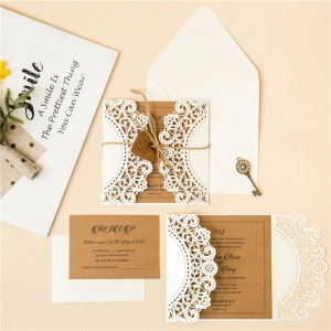 Affordable Rustic Laser Cut Wholesale Wedding Invitation Suite WSWL0052