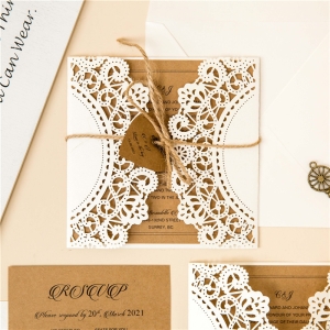 Affordable Rustic Laser Cut Wholesale Wedding Invitation Suite WSWL0052