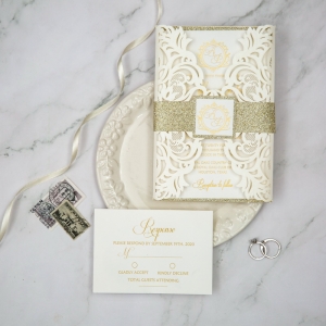 Luxury Lace Laser Cut Wholesale Wedding Invitation Suite WSWL0076 (WPL0195)