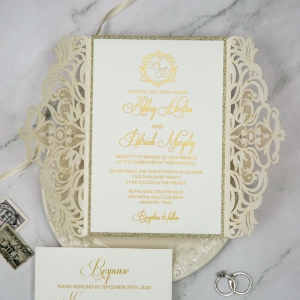 Luxury Lace Laser Cut Wholesale Wedding Invitation Suite WSWL0076 (WPL0195)