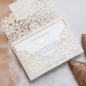 Romantic Love Foil Laser Cut Envelope Wholesale Wedding Invitation Suite WSWL0078 (WPL0197)