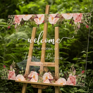 Colorful and Chic Floral Acrylic Wedding Welcome Sign RYK004