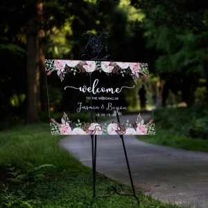 Colorful and Chic Floral Acrylic Wedding Welcome Sign RYK004
