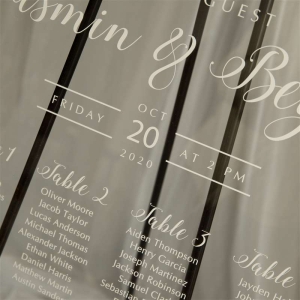 Rural White and Green Acrylic Wedding Seating Chart Sign RYK023