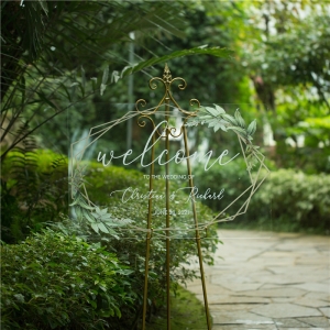 Gold Geometric Greenery 3D Acrylic Wedding Welcome Signs RYK037