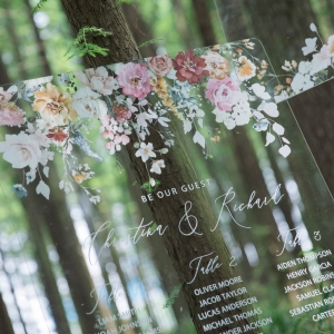 Custom Wedding Sign pink And Blush Floral Acrylic Wedding Seating Chart RYK049
