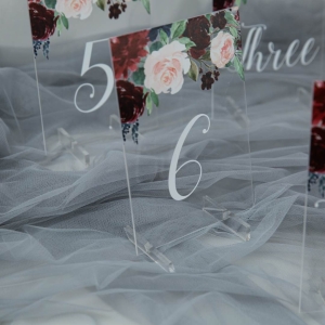 Burgundy and Blush Pink Acrylic Table Numbers YKT005