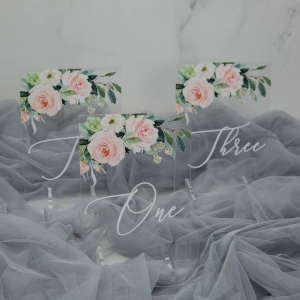 Ethereal Blush Florals Acrylic Table Numbers YKT009