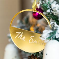 Laser Cut Round Christmas Ornaments Mirror Acrylic Tags JRGJ008