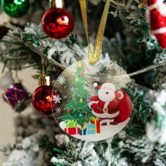 Santa Claus Circle Acrylic Christmas Ornaments Tags JRGJ001
