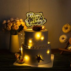 Simple Calligraphy Happy Birthday LED Cake Topper FGCT002