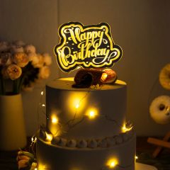 Simple Calligraphy Happy Birthday LED Cake Topper FGCT002