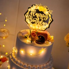 Greenery Floral Geometric LED Birthday Cake Topper FGCT007