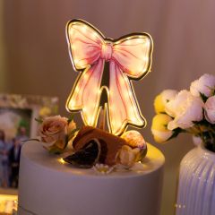 Elegant Blush Bow-knot LED Cake Topper FGCT009