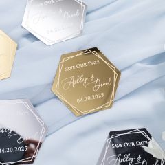 Lovely Hexagon Acrylic Save The Date with Magnets ACRSTD008