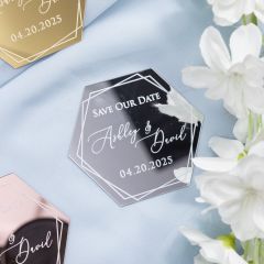 Lovely Hexagon Acrylic Save The Date with Magnets ACRSTD008