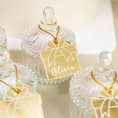 Exquisite Present Box-Shaped Gold Mirror Acrylic Gift Tag CNSG019