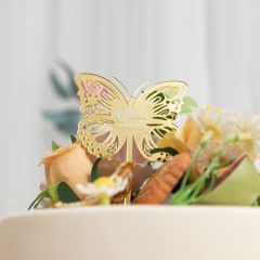 Elegant Butterfly Shape 3D Gold Mirror Cake Topper CNST003