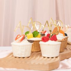 Simply Name Tag Gold Mirror Cake Topper CNST009
